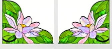 2 Lotus Flower Corners ~ Faux Stained-Glass WINDOW CLINGS Size 9.3" Left & Right