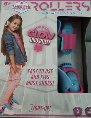 Madd Gear Rollers Light-up Heel Skates Brand New  Glow & Roll 6+ Max. Weight110#