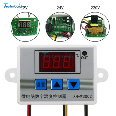 DC 12/24V AC 220V Digital LED Temperature Microcomputer Thermostat XH-W3002