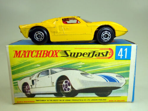 Matchbox Superfast No. 41A Ford GT YELLOW body very rare England version boxed - Afbeelding 1 van 11