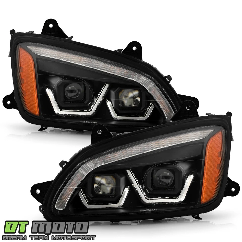 Faros proyectores secuenciales LED negros Switchback Kenworth T660 2008-2017 Foto 3 de 4