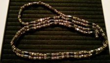 Magnetic Hematite Therapy Necklace Burgundy Silver tone beads Jewelry 36in.