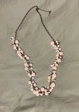 Chloe + Isabel Necklace Gold Tone Faux Pearl Charm Clear Beaded Statement Modern