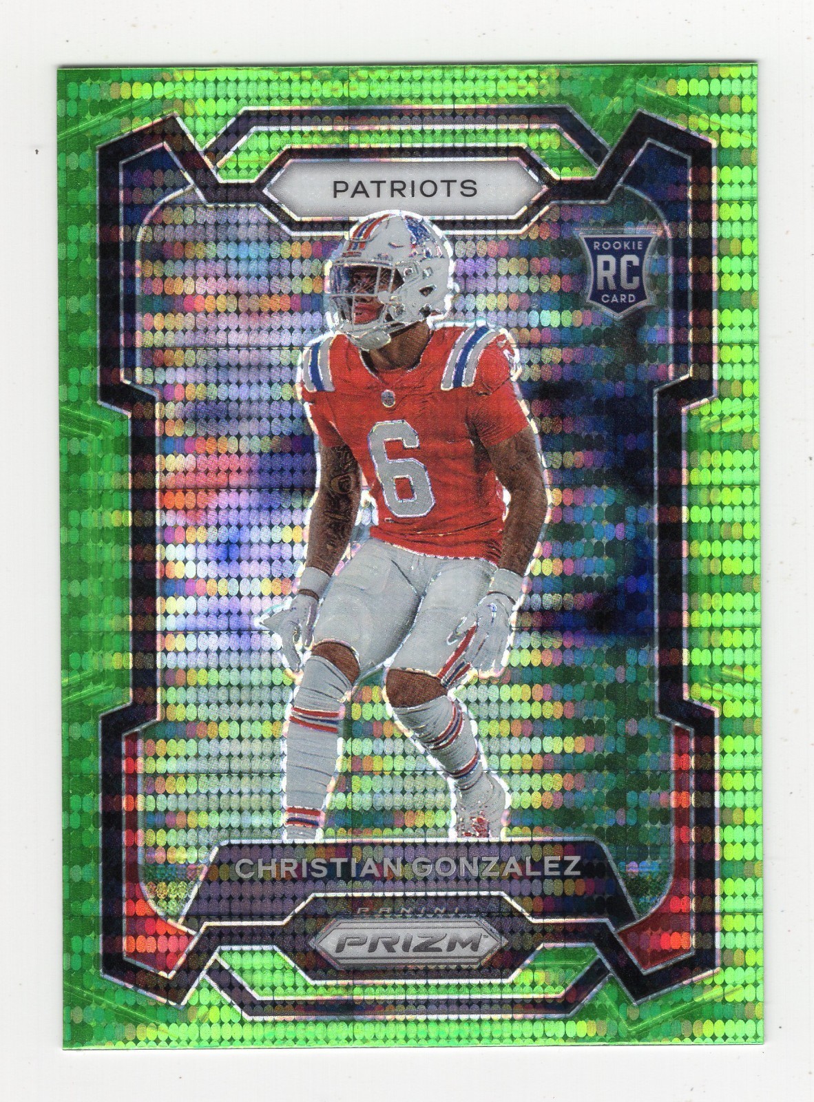 2023 Panini Prizm Prizm Green Pulsar Christian Gonzalez #369 RC Rookie Patriots