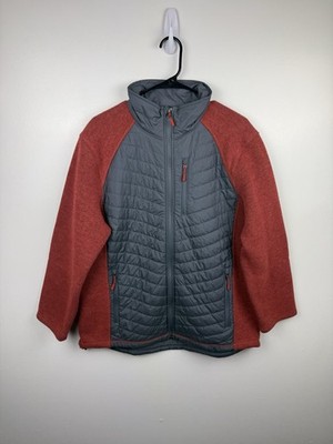 LL Bean Primaloft Hybrid Jacket Wool Blend Full Zip Two Tone Elbow Patches Large