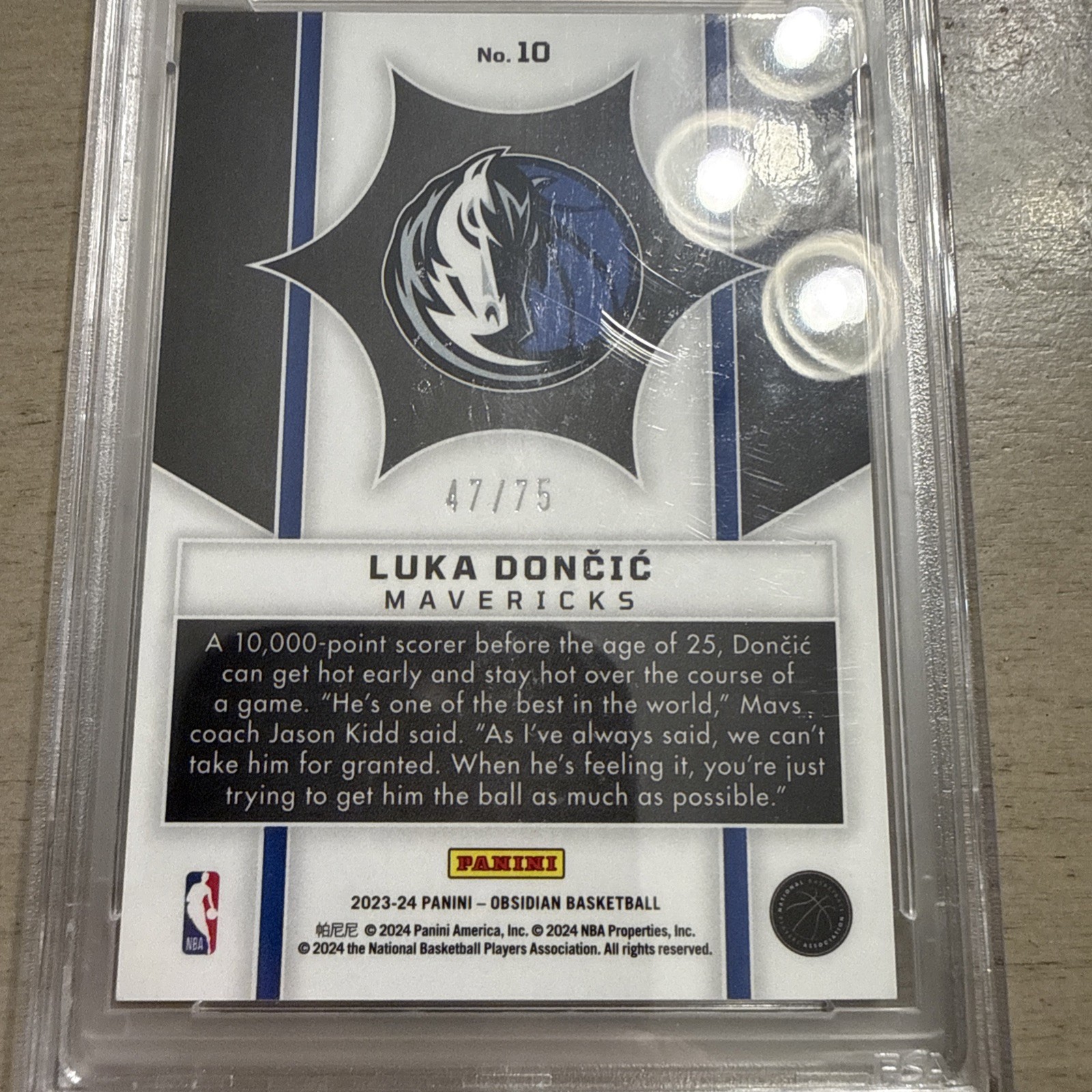 2023 Obsidian LUKA DONCIC SUPERNOVA Electric Etch Orange Flood /75 PSA 9 MINT view 5