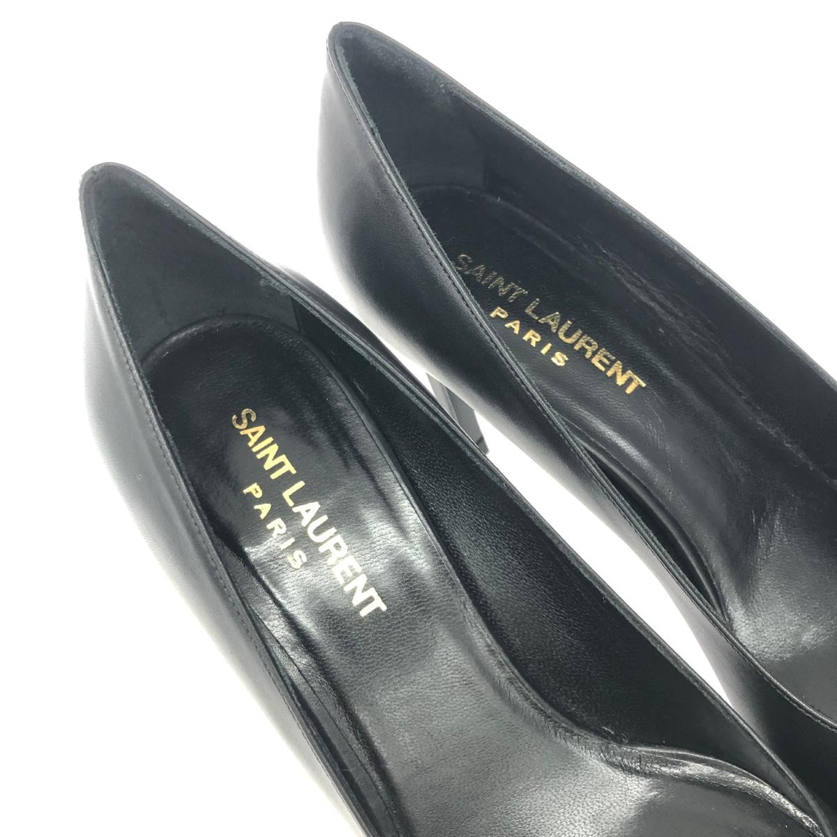 Saint Laurent Paris Shoes Pumps Heel EU 36.5 US 6.5 Leather Black Authentic thumbnail 7