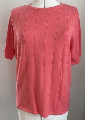 Croft&Barrow Knit Top XL Coral Short Sleeves Cotton Blend Casual Work Wear NEW!!