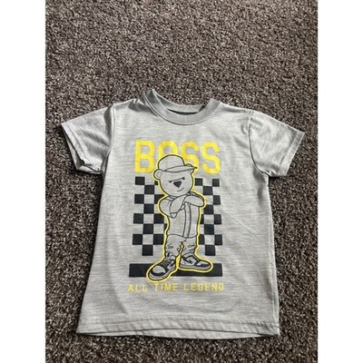 No Brand Boys Graphic T-Shirt Gray BOSS Bear Size 4