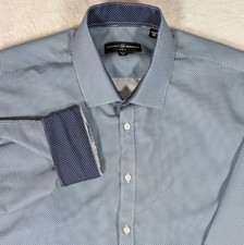 Society of Threads Shirt Mens XL Slim Fit Flip Cuff Button Front Chevron/Dots