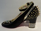 GUCCI Black Satin Embroidered DRAGON CASPER Pumps Shoes Crystal Spike High Heel — photo 7