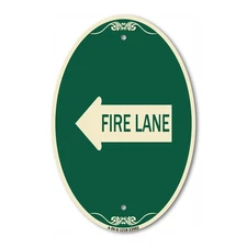 SignMission Designer Series Sign - Fire Lane Left Arrow 12" x 18" Aluminum Sign