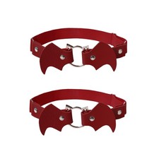 2pcs Adjustable Leather Leg Garter, Bat-Shaped Elastic Punk Thigh Garter for ...