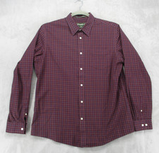 Eddie Bauer Dress Shirt Mens XL Red Check Classic Wrinkle Resistant Long Sleeve