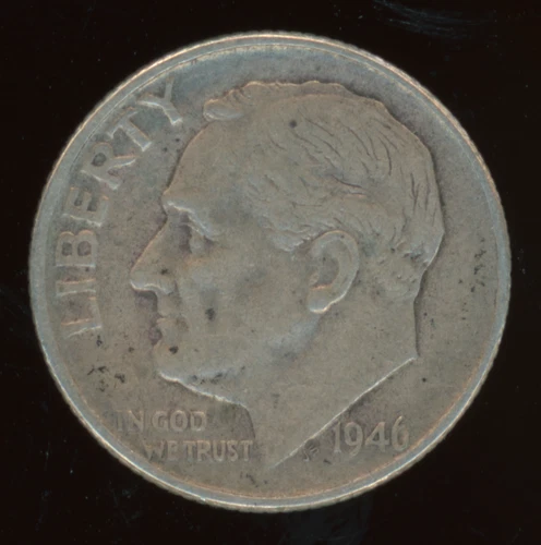 1946 P Roosevelt Silver Dime Circulated Dime KM #195 0.900 Silver 0.0723 oz. ASW