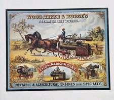 Vintage Wood, Taber & Morse Steam Engines, Eaton, NY New Metal Sign: 12X16