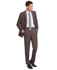 Nautica Mens Modern fit 2 Piece Suit 42 R / 36 Waist Brown Solid Stretch