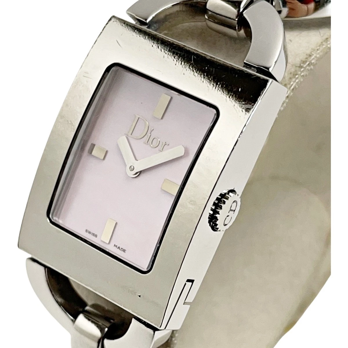Montre femme Christian Dior Maris Square D78 109 argent rose coquille quartz occasion