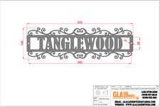 Tanglewood Ornate House Name Garden Sign Laser Cut 3mm Mild Steel 500mm Long