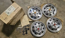 Set of 4 NOS Del Met Perma Chrome 15" Hubcaps Wheel Covers Trailer Camper SafLok