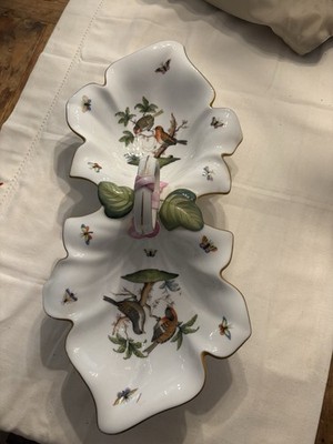 Herend Rothschild Bird RO Pattern Leaf Serving Dish