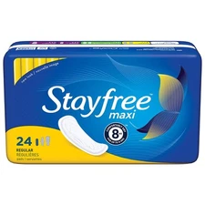 Stayfree Regular Maxi Pad, 24 Ct