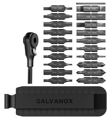 #ad Galvanox 21PC Bit Kit w Ratchet for Leatherman EDC Tools – S2 Steel Black $35.00