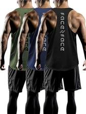 Tank Tops Men Y-Back Muscle 3 Pack Dry Fit Sleeveless Workout Tank Tops for M...