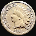 1861 Indian Head Penny - 1c - CIVIL WAR ERA - Better Date - FREE SHIPPING!!
