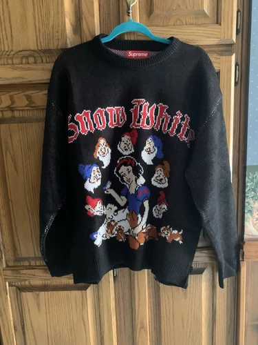 Pull blanc neige suprême noir sweat chemise manches longues sweat à capuche grand neuf