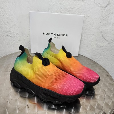 RARE Kurt Geiger London Lettie Knit Rainbow Ombre Sneaker Trainers size 41  US 10