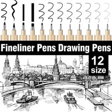 12 Pack Micro-Pens Fineliner Drawing Pens 1 Count Pack of 12 , Black