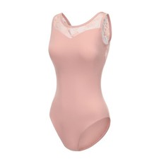 Women and Grils Lace Tank Leotards for Ballet Dance Pink /Lace Medium