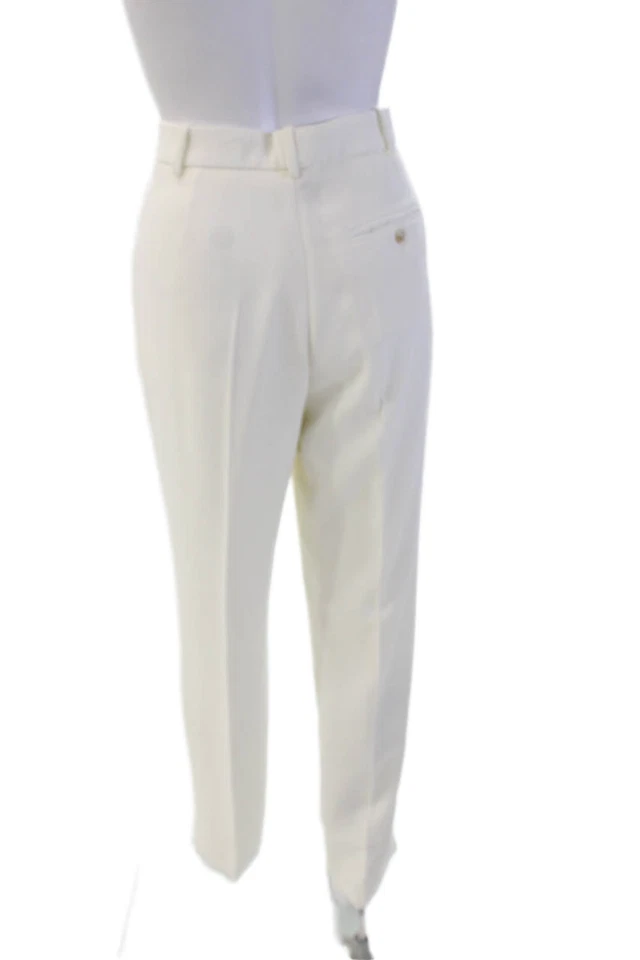 Polo Ralph Lauren Womens Zipper Fly Mid Rise Pleated Dress Pants White Size 6 - Image 3 of 4