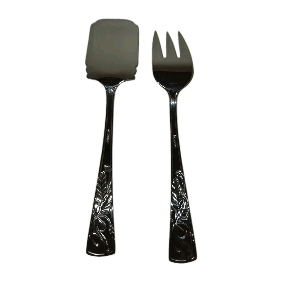 Lenox Utensilios para servir de vacaciones 2 tenedor de carne de lasaña Cinta de acebo Navidad Foto 4 de 4