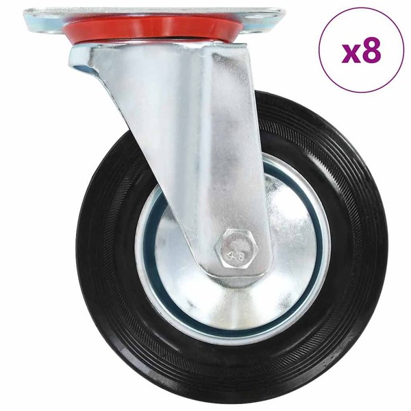 8X Lenkrollen 160Mm Transportrollen Laufrollen MöBelrollen Gummirolle Vidaxl-image