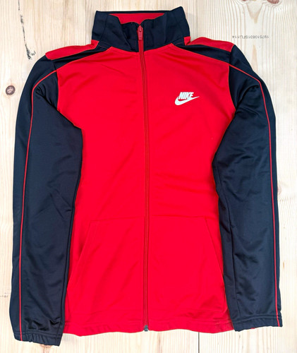 Nike Boys Full Zip Colorblock Track Jacket Red/Black Knit Polyester XL