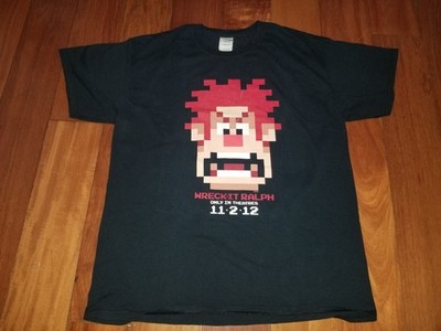 Wreck it Ralph Only in Theatres 11-2-12 Black Promo adult Large T-Shirt P-owned