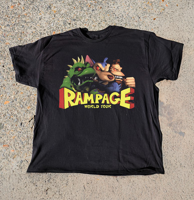 Rampage World Tour 1997 T-Shirt Vintage Arcade Game Retro Graphic Tee S-5XL