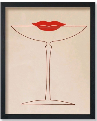 Poster Master Vintage Cocktail Kiss Poster - Cocktail Glass and Lips Print -...