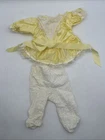 VTG Cabbage Patch Kid Yellow Satin Long Sleeve Dress White Lace Trim & Tights