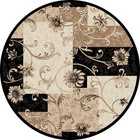 VINES BLACK ORIENTAL AREA RUG 8X8 Persien ROUND 025 - ACTUAL 7' 10" x 7' 10" — photo 1