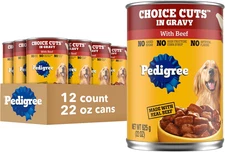 Choice Cuts in Gravy Adult Canned Soft Wet Dog Food with Beef, 22 Oz. Cans (12 C