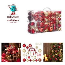 Ornaments for Christmas Trees, 100ct Red and Gold Shatterproof Christmas Tree...