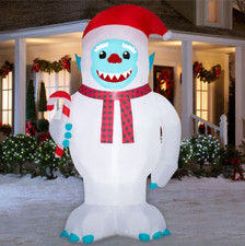 GIANT NEW 9.5 FT TALL CHRISTMAS YETI CANDY CANE SANTA HAT INFLATABLE BY GEMMY