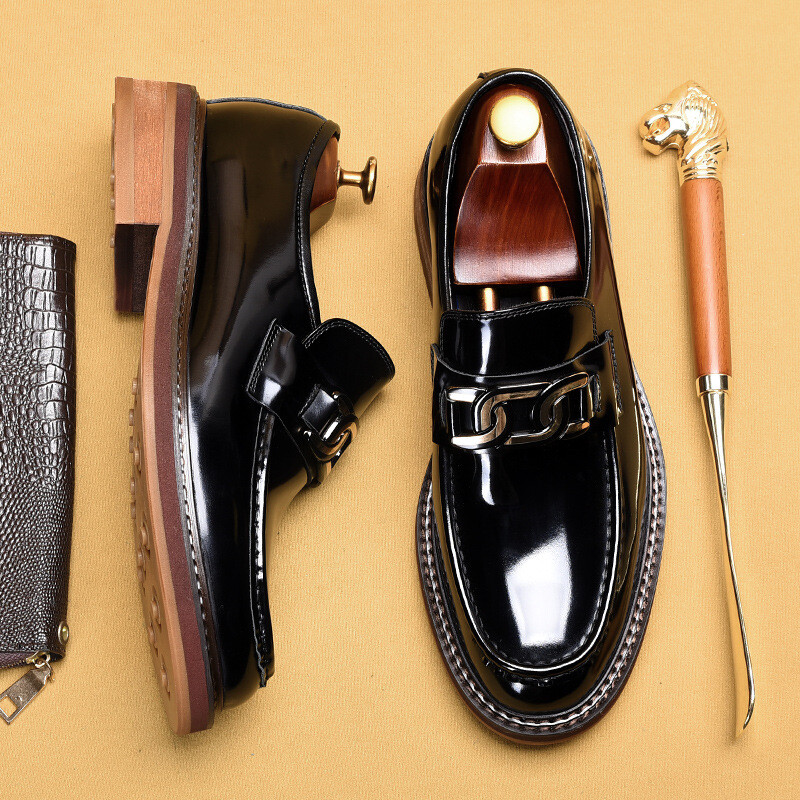 SAOLA Scarpe eleganti uomo pelle mocassini casual business slip on punta tonda britain chic