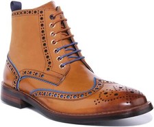 Justinreess England Gary Casual Lace Up Side Zip Ankle Boot Wine Mens US 6 - 13