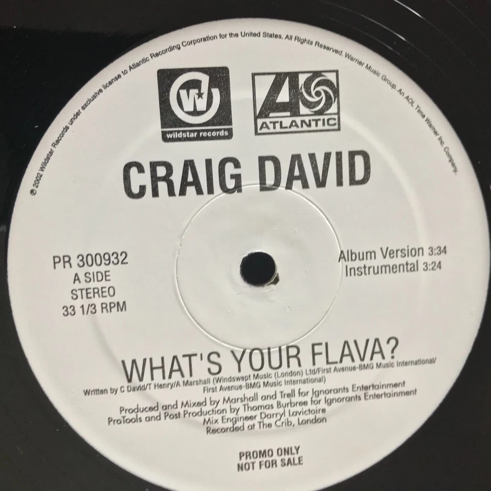 Craig David – What's Your Flava ? - Vinyl 12 US Promo 2002 DL - Image 2 of 4