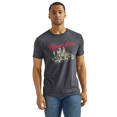 Wrangler Men's Western Cowboy Graphic Caviar Heather T-Shirt Wrangler Men's Western Cowboy Graphic Caviar Heather T-Shirt