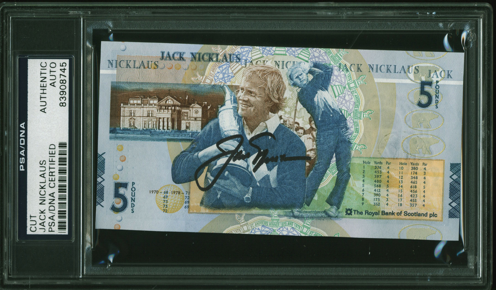 Jack Nicklaus Autographed Signed Authentic 5 Pound Royal Bank Of Scotland Note PSA Slabbed 